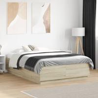 Bedframe bewerkt hout sonoma eikenkleurig 135x190 cm