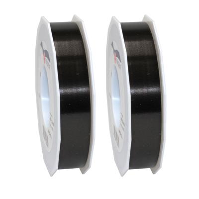 Cadeaulint - 2x - 2,5 cm x 91 meter - zwart - satijn - sierlint - cadeaus inpakken
