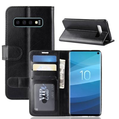 R64 Textuur enkele vouw horizontale Flip lederen Case voor Galaxy S10 met houder & kaartsleuven & portemonnee (zwart)