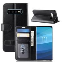 R64 Textuur enkele vouw horizontale Flip lederen Case voor Galaxy S10 met houder & kaartsleuven & portemonnee (zwart)