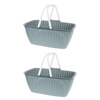 2x stuks groene wasmand met witte handvatten 60 cm