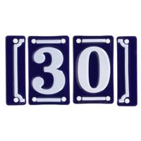 Best for Boots huisnummer 30 - met sierrand - Oudhollands - emaille - blauw/wit
