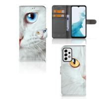 Samsung Galaxy A23 | Telefoonhoesje | Met pasjeshouder | Witte Kat