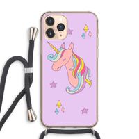 Roze eenhoorn: iPhone 11 Pro Max Transparant Hoesje met koord