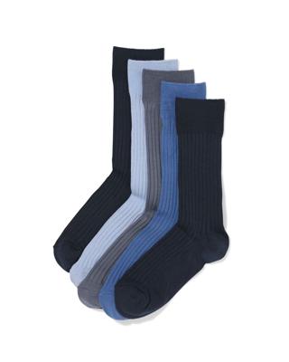 HEMA Herensokken rib - 5 paar donkerblauw (donkerblauw)