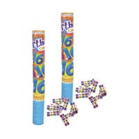 Party popper/confetti shooter - 2x - verjaardag 16 jaar - papier - multi kleuren - 40 cm