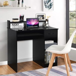 Computerbureau Opbergbureau Bureautafel Laptoptafel met Opberglade Zwart