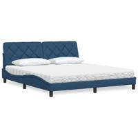 Bed met matras stof blauw 180x200 cm