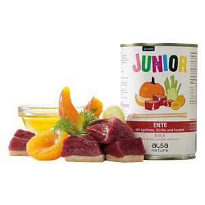 alsa-nature Puppy en Junior Eend met abrikoos, 400 g, Aantal: 6 x 400 g