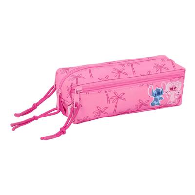 Pennenetui met 3 vakken Lilo & Stitch Chill Roze Munt 22 x 8,5 x 6 cm