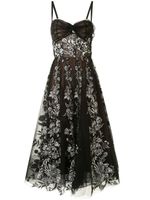 Marchesa robe en tulle à fleurs brodées - Noir