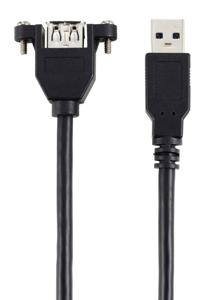 Renkforce USB-kabel USB 3.0 USB-A stekker, USB-A bus 1.00 m Zwart Voor inbouw, Schroefbaar RF-5720388