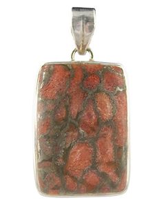 Zilveren Hanger met Mohaveturkoois Rood - Gekleurd (model 4)