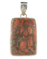 Zilveren Hanger met Mohaveturkoois Rood - Gekleurd (model 4)