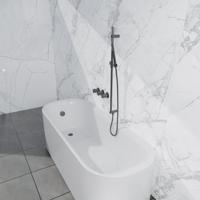 Fortifura Nebbio Badcombinatie-set - thermostaatkraan - inbouwdeel - glijstang - metalen doucheslang - staaf handdouche - badafvoer opbouw - geborsteld gunmetal PVD SW1183068 SW1111532 SW706207 SW766537 SW1108811 SW