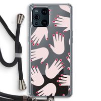 Hands pink: Oppo Find X3 Pro Transparant Hoesje met koord
