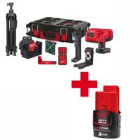 Milwaukee M12 3PLKIT-401P Accu Kruislijnlaser 3x360° Groen 12V 4.0Ah + Laserdetector + Statief in koffer - 4933478960