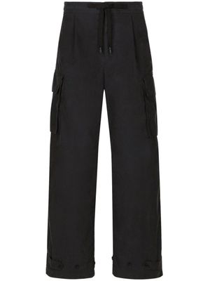 Dolce & Gabbana pantalon droit à plaque logo - Bleu
