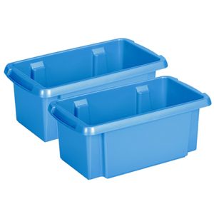 Sunware Opslagbox - 8 stuks - kunststof 7 liter blauw 38 x 21 x 14 cm