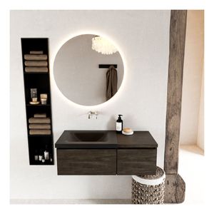 Mondiaz Bukla 100cm badmeubel met module 40 kleur dark brown met 2 lades en wastafel links zonder kraangat kleur urban