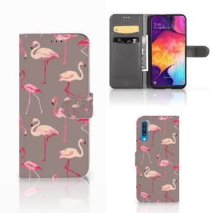 Samsung Galaxy A50 Telefoonhoesje met Pasjes Flamingo