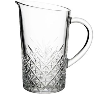Karaf/schenkkan 1,4 liter van glas met schuine rand   -