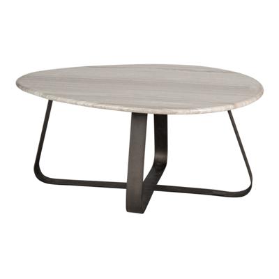 Salontafel Muka Laag Donkergrijze Basis Wit Marmer