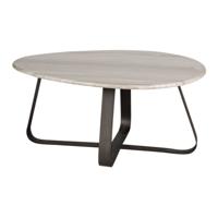 Salontafel Muka Laag Donkergrijze Basis Wit Marmer
