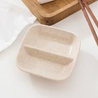 10 stuks keuken accessoires 2 in 1 kruiden saus gerechten tarwestro salade schotel Bowl servies kruiden schotel koken tools (tarwe kleur)