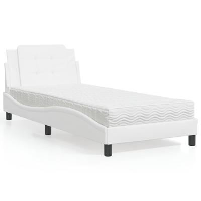 Bed met matras kunstleer wit 100x200 cm