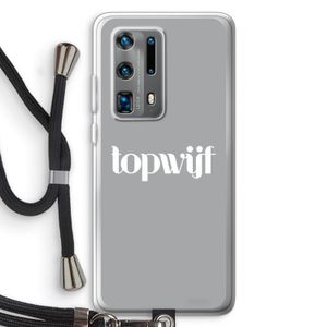 Topwijf Grijs Wit: Huawei P40 Pro Plus Transparant Hoesje met koord
