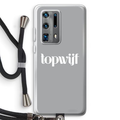 Topwijf Grijs Wit: Huawei P40 Pro Plus Transparant Hoesje met koord
