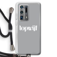 Topwijf Grijs Wit: Huawei P40 Pro Plus Transparant Hoesje met koord