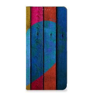 Google Pixel 8 Pro Book Wallet Case Wood Heart - Cadeau voor je Vriend