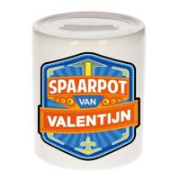 Kinder spaarpot met naam - Valentijn - keramiek - met dop - wit - Sparen - Spaargeld van Valentijn