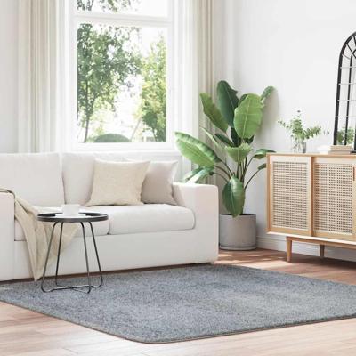 Hoogpolig vloerkleed NAVARRA 200x200 cm polyester zilvergrijs