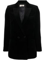 Zadig&Voltaire blazer en velours à boutonnière croisée - Noir - thumbnail