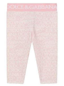 Dolce & Gabbana Kids legging en coton à logo imprimé - Rose