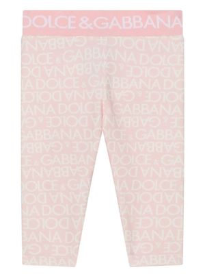 Dolce & Gabbana Kids legging en coton à logo imprimé - Rose