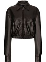 Dolce & Gabbana logo-appliqué leather jacket - Noir