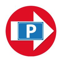 4 stuks rode pijl en P logo sticker