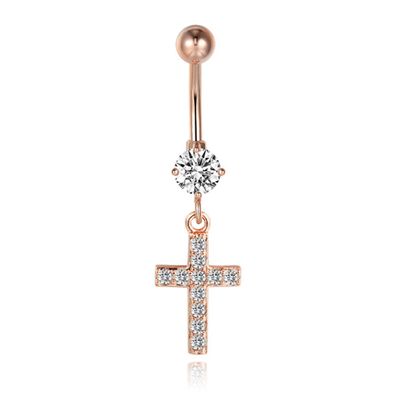Cilla Navelpiercing met Hangertje - Kruis Rose Goud