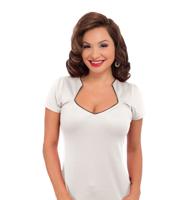 Steady Sophia Piped Top Ivory Black-XXL