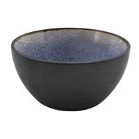 Kommetje/serveer schaaltje Samos - antraciet/blauw - 1x - 14 x 7 cm - keramiek - soepkommen