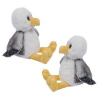 Knuffeldier Meeuw - 2x - zachte pluche stof - premium kwaliteit knuffels - Vogels - 16 cm