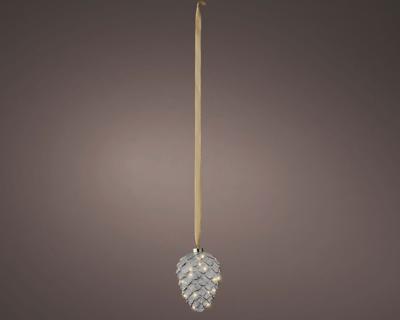 Micro LED dennenappel binnen dia15-H21cm clear/warm white - Lumineo