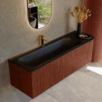 Badmeubel Mondiaz Kurve | 145 cm cm | Meubelkleur Ruby | Wastafelkleur Urban | Solid surface | Wasbak links zijde spoelbak | 1 kraangat