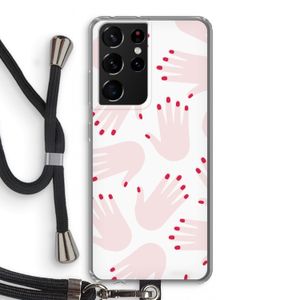 Hands pink: Samsung Galaxy S21 Ultra Transparant Hoesje met koord