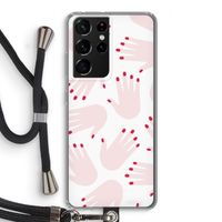 Hands pink: Samsung Galaxy S21 Ultra Transparant Hoesje met koord