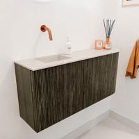 Toiletmeubel Mondiaz Joya Dlux | 91.6 cm | Meubelkleur Shadow | Faye wastafel Meli Wasbak Links | Zonder kraangat(en)